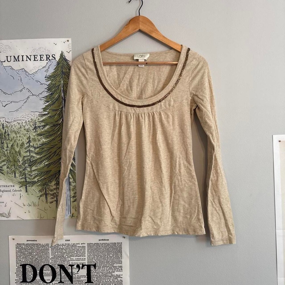 Vintage Ann Taylor Loft beaded scoop neck top